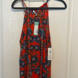 Stitchfix Krissa Jethole halter blouse, XXL, Navy & Red floral